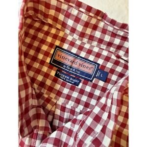 Vineyard Vines Tucker Fit Shirt Long Sleeve Men's Large Red Gingham Check